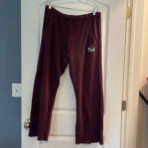 Pink Victoria Secrets large drawstring Maroon joggers
